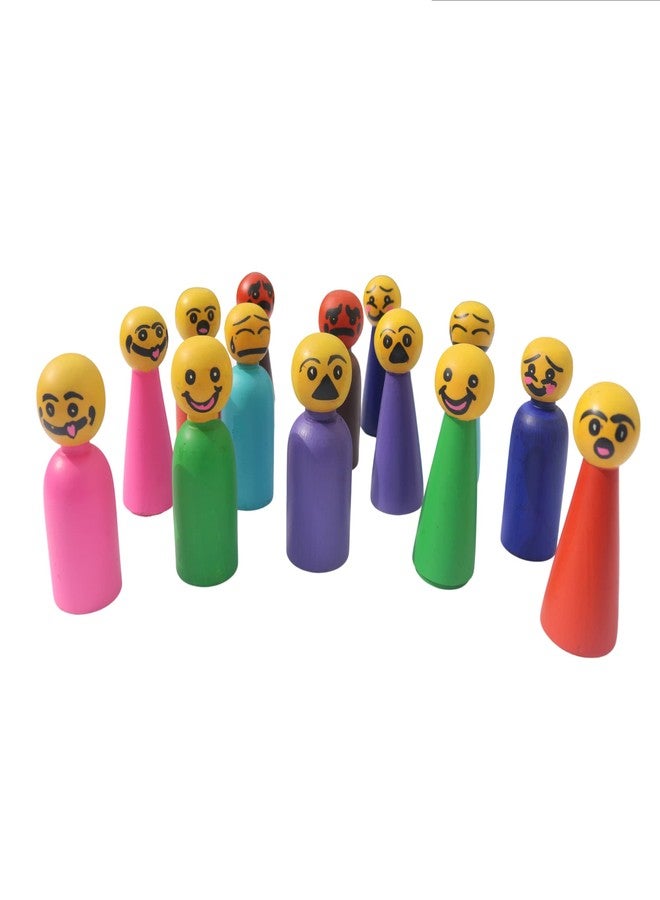 GIFT EQUALS LOVE Wooden Peg Doll Natural Handcrafted People Bodies Angel Dolls for DIY Craft (Emotions 14 Pcs) - Image 1